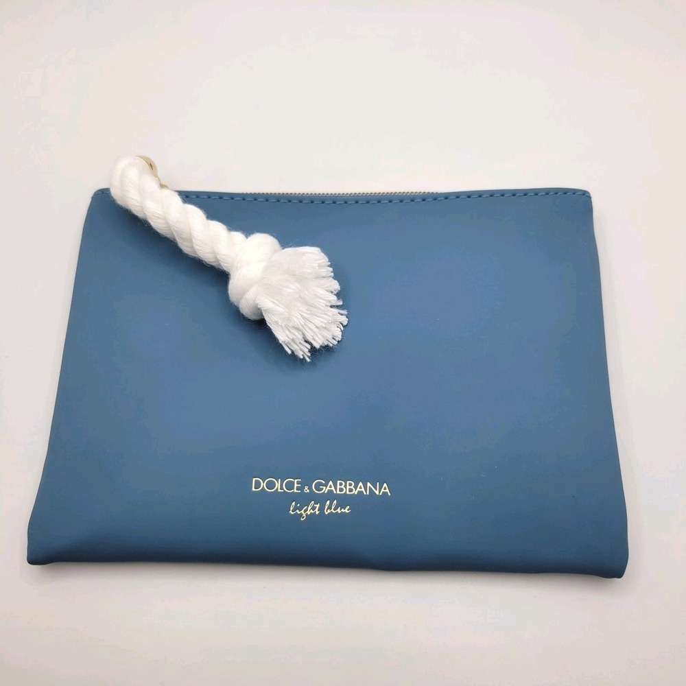 Dolce & Gabbana Light‎ Blue Cosmetic Pouch Blue Zipper Makeup Bag Rope Pull